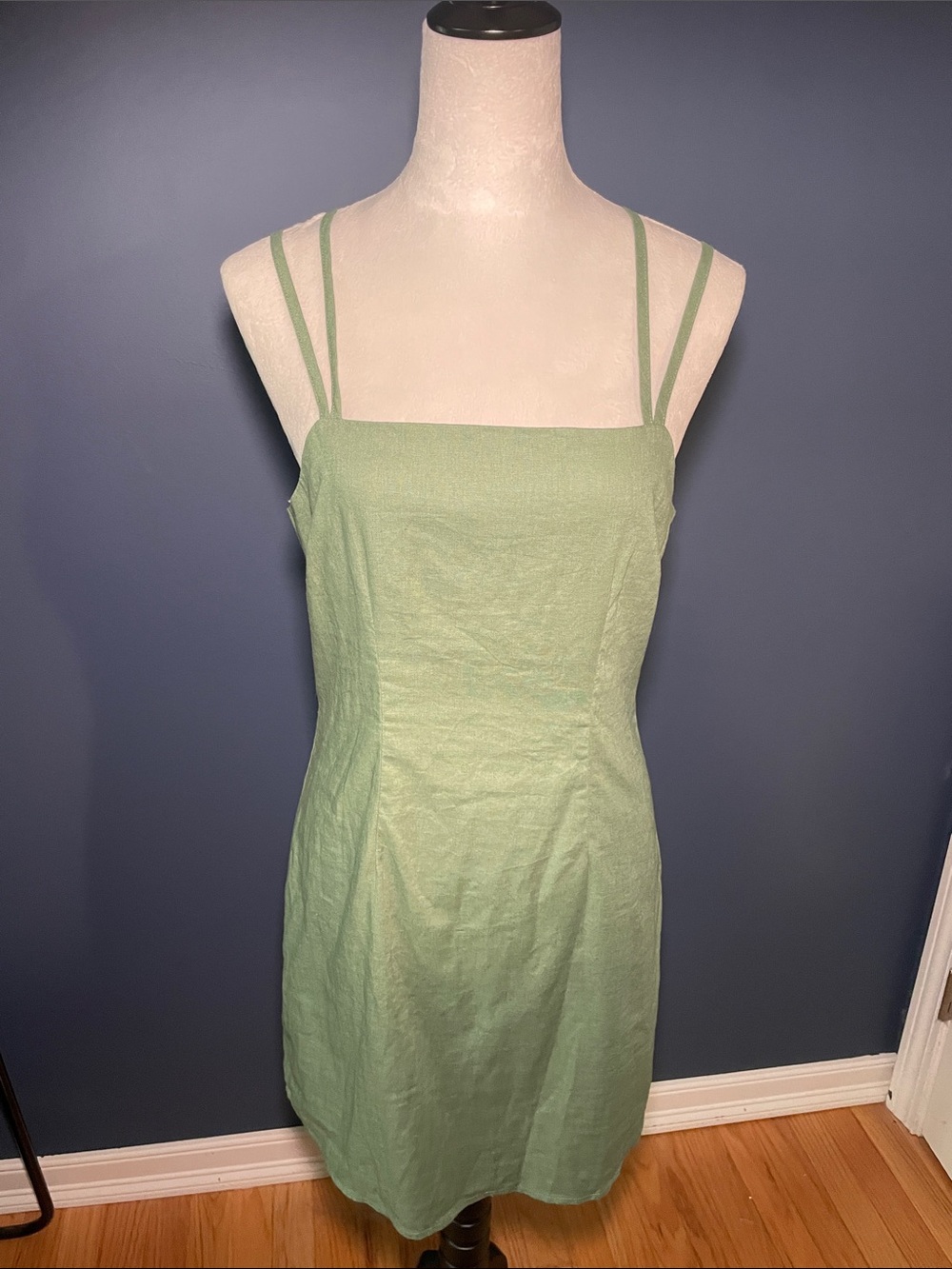 Forever 21 Green Woven Midi Dress with Double Straps